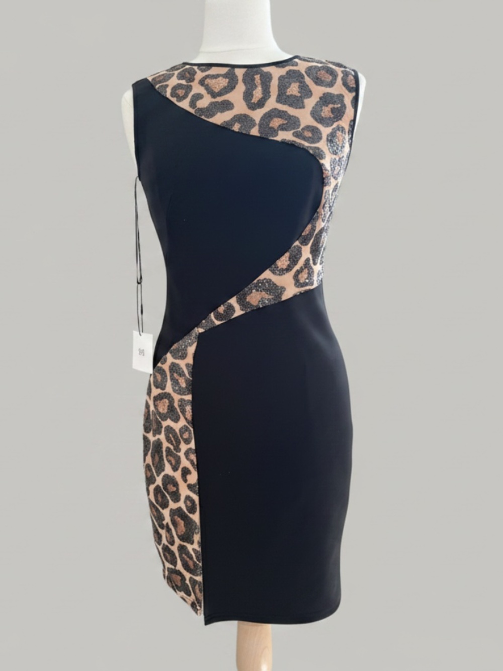 Tadashi Shoji SHO Elle Cheetah Print Neoprene Mini Dress -Size S